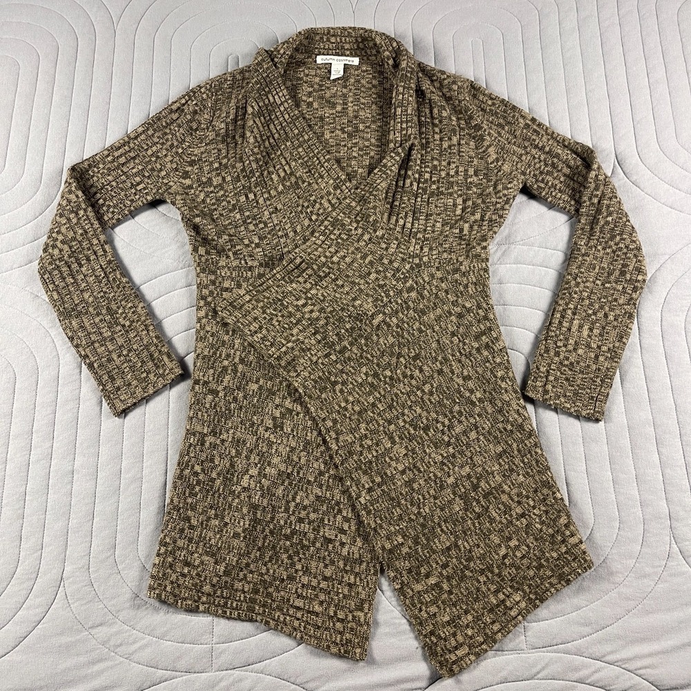Autumn Cashmere Womens Wrap Sweater S Brown Italian Yarn Blend Knit Cardigan